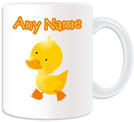 UNIGIFT Personalised Gift - Little Yellow Duck Mug (Animal Bird Design Theme, White) - Any Name/Message on Your Unique Mug