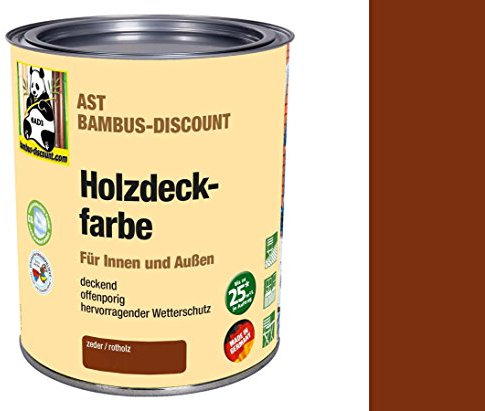 Holzdeckfarbe zeder/rotholz 0,75 Liter für Innen und Außen - deckend, offenporig, hervorragender Wetterschutz - Bambusrohre lackieren