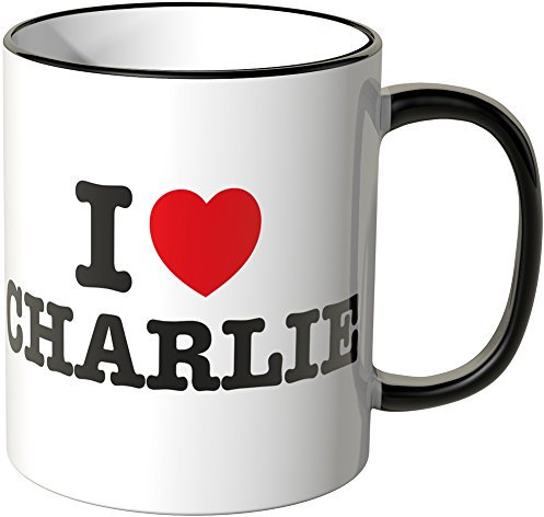 WANDKINGS® Tasse, Spruch: I Love Charlie - SCHWARZ