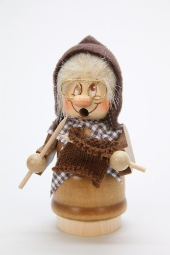 Kunsthandwerkstube Christian Ulbricht Räuchermann Miniwichtel Oma, 13 cm, Braun, Figurine