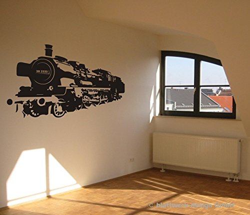 blattwerk-design Wandtattoo - Dampflokomotive P8 - Preußen - Zug (450 mm x 290 mm, M070 Schwarz)