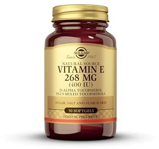 Solgar - Vitamina E 268 mg (400 UI), D-Alfa Tocoferol y mezcla de Tocoferoles, 50 Cápsulas blandas