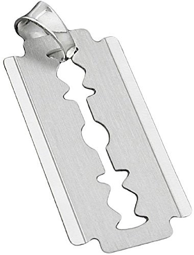 Kettenanhänger Rasierklinge 30 x 15 mm Silber 925 Anhänger Unisex inkl. kleiner Schmuckbox
