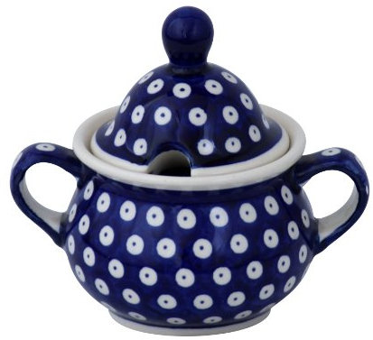 Unbekannt Original Bunzlauer Keramik 0,35 Liter Zuckerdose Zuckerspender Zuckerbehälter mit Deckel Ø14,6 cm H13,2 cm (42)
