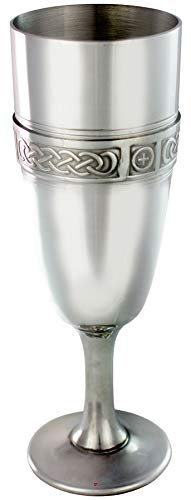 I LUV LTD Celtic Banded Pewter Champagne Flute and Wine Goblet 6 Ideal Wedding Gift