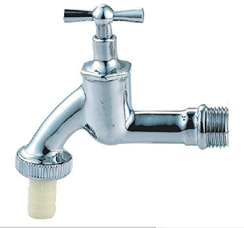 708A Auslaufventil, Auslaufhahn, Wasser Hahn, Waschmaschine Hahn, poliert, verchromt, glänzend, Messing 1/2