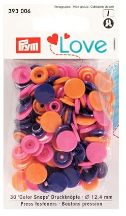 Prym 393006 Love Druckknopf Color KST 12,4 mm orange/pink/violett, Polyester, 12.4 mm