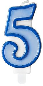 Geburtstagskerze Zahl 5 Zahlenkerze 7cm - Kuchenkerze Tortendeko - Kindergeburtstag Deko Junge 5. Geburtstag - Jahrestag Hochzeitstag - Blau