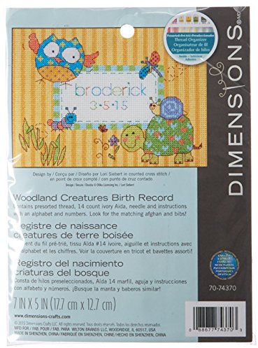 Dimensions Birth Record Mini Woodland Creatures Counted X Stitch, White