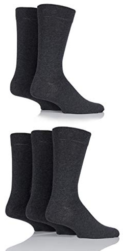 Farah Mens 5 Pair Classic Everyday Plain Jacquard Cotton Socks