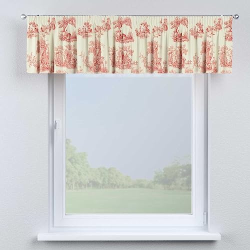 dekoria Kurzgardine mit Kräuselband Schal Gardine Dekoschal 130 x 40 cm Creme- rot