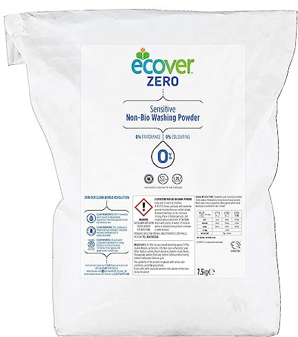 Ecover Zero Non-Bio Laundry Detergent Powder, For Sensitive Skin, Laundry Washing Detergent for Baby Laundry, 1 x 100 Washes, 1 x 7.5KG