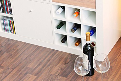 New Swedish Design Kallax Expedit Regal Einsatz 9 Flaschen (Fächer 10 x 10 cm) Flaschenregal Weinregal Wein u. Sektflaschen Aufbewahrung Handtuchregal 33,5 x 33,5 x 36 cm Weiss