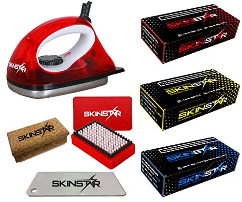 SkinStar Starter Ski Wachs Set, Wachsbügeleisen Bürste Hydrocarbonwachs 7-teilig