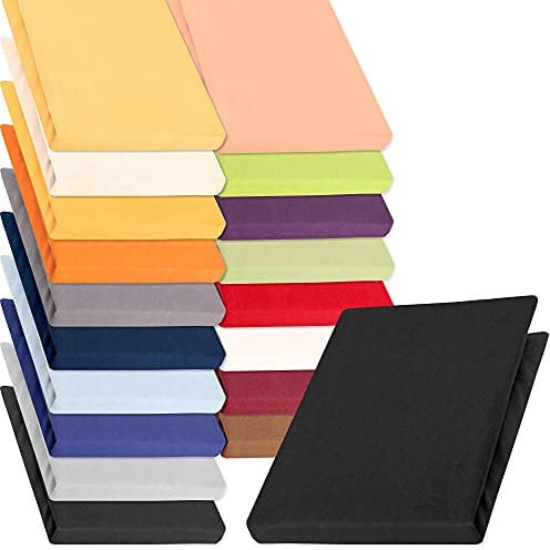 aqua-textil Pur Jersey Spannbettlaken 180x200-200x220 cm schwarz Wasserbett Boxspringbett 160g/qm Mako Baumwolle