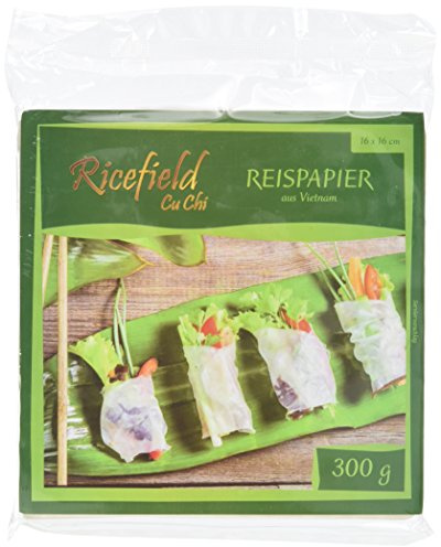 Ricefield Reispapier, viereckig, 16 cm, 4er Pack (4 x 300 g Packung)