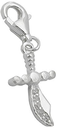 Anhänger 19x10mm Charm Krummsäbel mit Zirkonias glänzend Silber 925