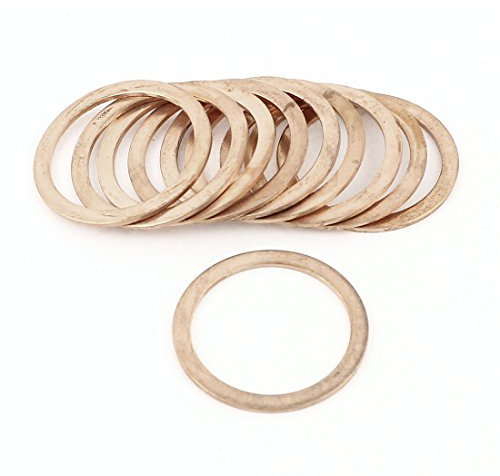 sourcing map 10Stk 30mm Innendurchmesser Flat Kupfer Unterlegscheibe Siegel Dichtung