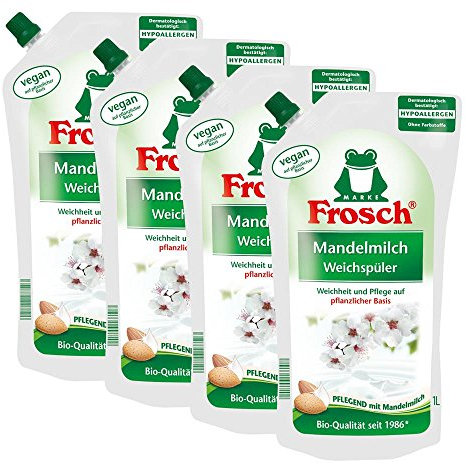 4x Frosch Mandelmilch Weichspüler 1 Liter - Pflegend mit Mandelmilch