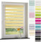 ourdeco® Doppel-Rollo, Duo-Rollo / 120 x 160 cm Lemon Yellow/lichtdurchlässig, Blickdicht, Montage ohne Bohren