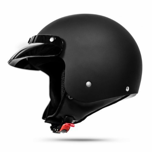 ATO-Moto Classic Jethelm in Schwarz matt - extrem leicht - aktuelle Sicherheitsnorm ECE 2205 - Größe: L 59-60cm
