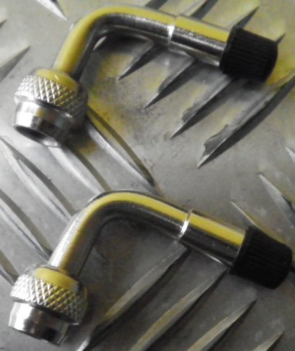 2 x chrome 90 degree tyre angle schrader valve adapter motorcycle cycle car caravan trailer