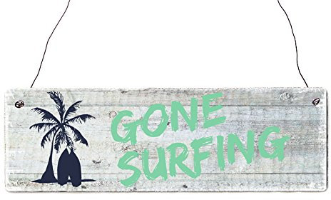 Interluxe Holzschild Shabby Vintage Retro Gone Surfing 2 Strand See Meer Geschenk Surfer