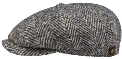 Stetson Hatteras Cap Made in EU Herringbone Tweed Flatcap 100% Virgin Wool Unisex Summer Winter Beige