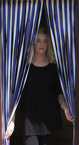 Heavy Duty Bug Blind,Strip Blind/Fly Blind-80cm wide (Standard UK door width)- Complete with self adhesive fitting hooks for uPVC Door frames-(PURPLE/WHITE)
