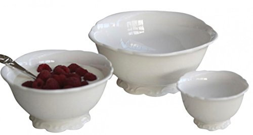 3er Set Schalen Schüssel aus Porzellan weiß 'Provence' von Chique Antique