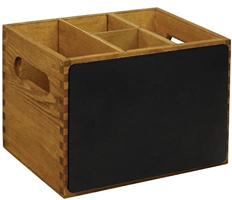 Olympia Tisch-Organizer mit Tafel, Braun und Schwarz, Größe: 150 (H) x 210 (B) x 160 (T) mm, Verwendung von Flüssigkreide auf der Tafel, konfigurierbarer Tisch-Caddy, GM243