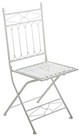 CLP Eisen-Klappstuhl ASINA in nostalgischem Design I Klappbarer Gartenstuhl mit edlen Verzierungen I erhältlich, Farbe:weiß
