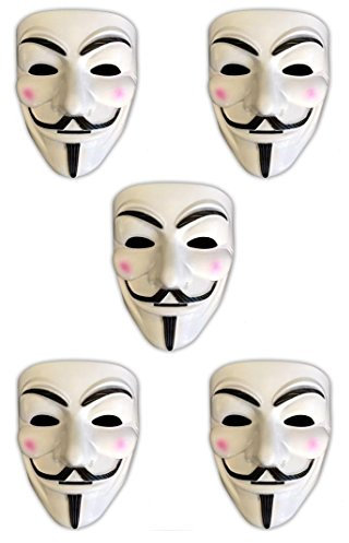 HAC24 5X V wie Vendetta Maske Anonymous Party Halloween Karneval Maske