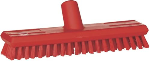 Vikan 70414 Stiff Bristle Deck Scrub, 10-3/4 Polyester, Red
