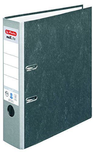 Herlitz Ordner maX.file nature, Pappe, Wolkenmarmorbezug, Kantenschutz, standfest, A4 8 cm, grau