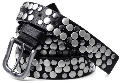Caspar GU224 Damen Vintage Nietengürtel, Gürtelgröße:95, Farbe:schwarz