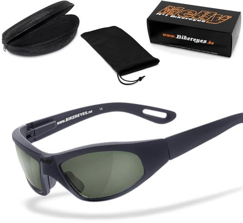 HELLY® - No.1 Bikereyes® | Bikerbrille, Motorradbrille, Motorrad Sonnenbrille | beschlagfrei, winddicht, bruchsicher | TOP Tragegefühl (polarisierend [black angel])