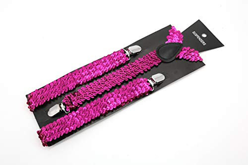 TrendandStylez Bunte Pailletten Y- Hosenträger Glitzer Bundhalter (Pink)