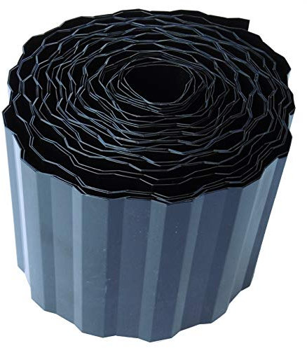 EXCOLO 9m Rasenkante 15 cm hoch Beeteinfassung Beetumrandung Rasenbegrenzung Raseneinfassung in schwarz/anthrazit trapez wellung