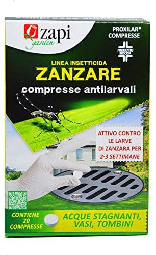 ZAPI | Zanzare Insetticida Larvicida, Insetticida in Compresse a Rilascio Immediato, Attivo per 2-3 Settimane, 20 Compresse