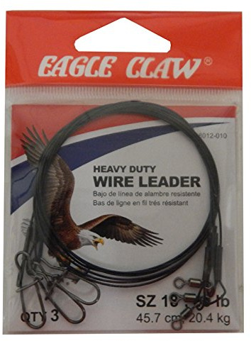 Eagle Claw 08012-010, 18-Inch Steel Leader 45#, Black, 3-Pack