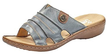 Rieker 60876, Mules femme - Bleu (Whitedenim/Nuss 12), 38 EU