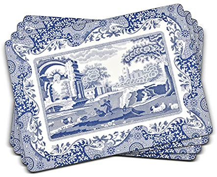 Portmeirion Home & Gifts Italienische Tischsets S/4 (s), MDF, Kork, blau/weiß, L