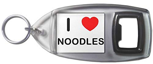 I Love Heart Noodles - Plastic Bottle Opener Key Ring