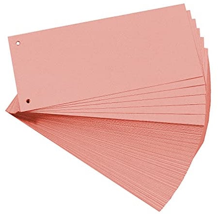 Exacompta 13435B 100er Pack Karton-Trennstreifen. 10,5 x 24 cm rosa. Für eine übersichtliche Anblage Ihrer Dokumente. Trennlaschen Trennblätter Ordner Register Blauer Engel
