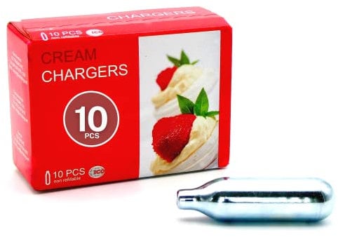 Lot de 10 Cartouche Siphon Chantilly ICO, 8g N2O Cartouche Gaz Siphon, Recharges Protoxyde d'Azote Alimentaire pour Mousses et Crèmes Fraîches