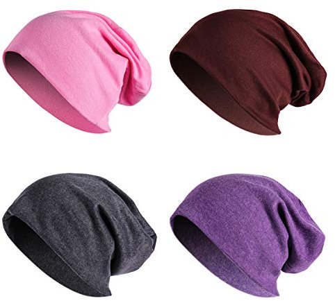 JOYEBUY 4 Stück Damen Herren Stylisch Dünn Hip-Hop Weich Stretch Strickmütze Slouchy Beanie Mütze Skull Cap, Style E, Einheitsgröße
