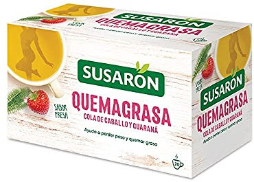 Susarón | Infusión Quemagrasa Cola de caballo y Guaraná | Sabor Fresa | Caja 20 bolsitas