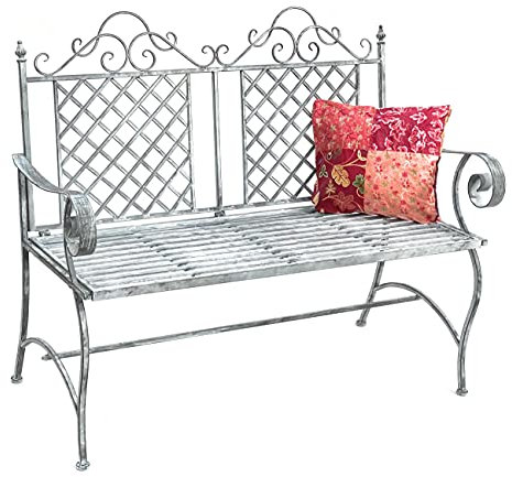 DanDiBo Gartenbank aus Metall Grau Bank 120 cm Sitzbank 96020 Baumbank Eisen Parkbank Garten Antik