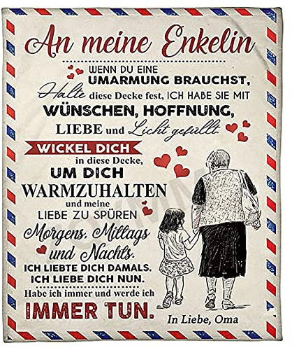 Kuscheldecke Personalisierte Decke An Unsere Enkelin von Oma,Oma für Enkeli Decke,Nachrich Briefdecke Positiv Ermutigen Wohndecke für Couch Tv-Decken Geschenk Geburtstag,An meinen Enkelin A,150*200CM